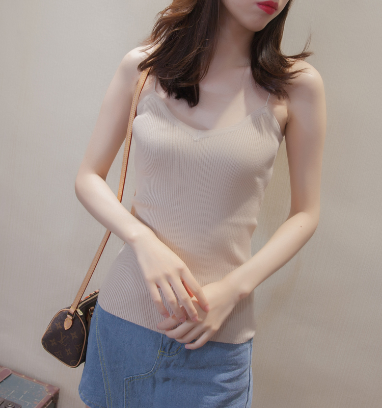 Han Lige Slim Sling đan Vest nữ áo kiểu nữ đẹp