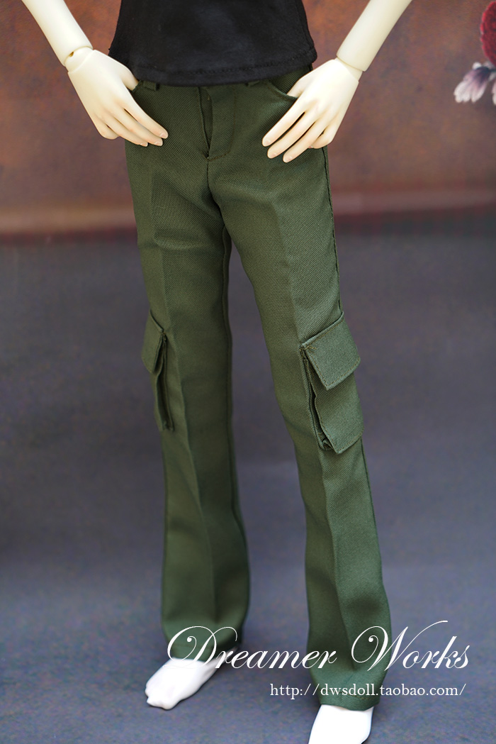 SD BJD 4 points 3 points Doll Pants Solid Bag Army Green Straight Drum Pants 1 41 3