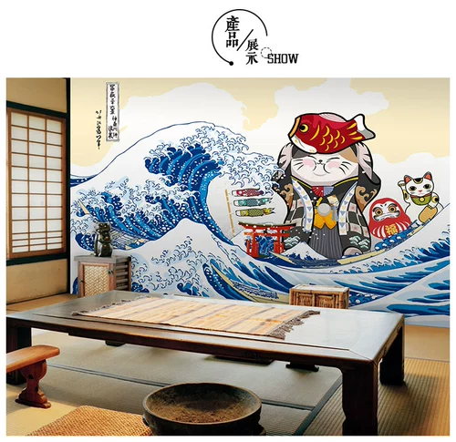 Укрио 3D обои для суши ресторан Fortune Cat Кампания кампания фон стена японская стиль дамы с картинки обои