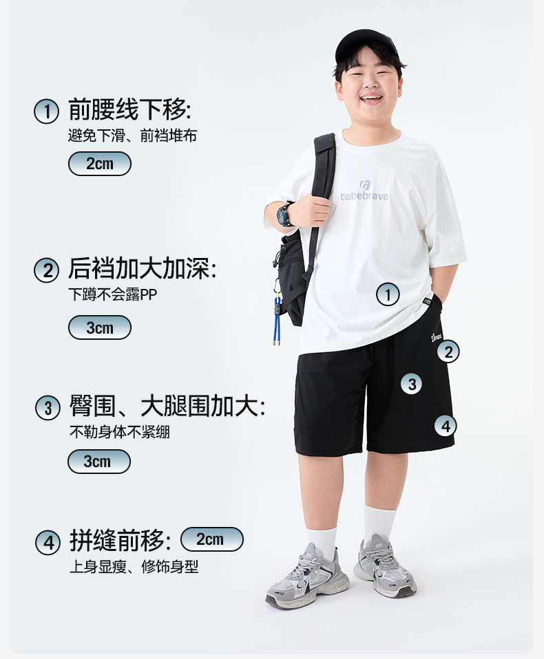 【速干凉感】男胖童短裤夏季薄款冰丝青少年运动裤子宽松加肥加大 — 7