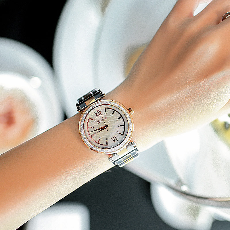 Kenzinz Grenache Brand Solid Steel Band Ladies Watch Diamond Casual Simple Waterproof Fashion Women's Watch