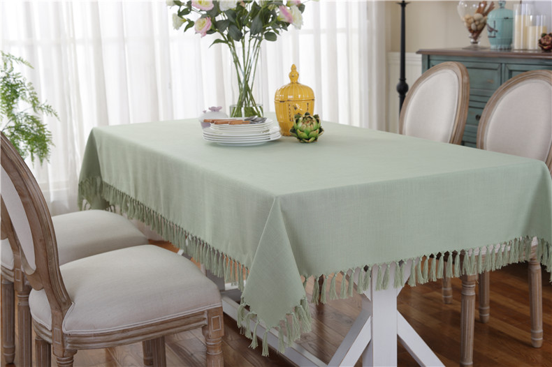 Tân Hương với khăn trải bàn bằng vải cotton và vải lanh phong cách rắn màu bàn ăn và ghế đệm đặt hình chữ nhật tùy chỉnh tua bàn cà phê vải - Khăn trải bàn khăn lót bàn phòng khách