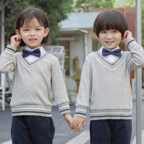 Men and women children cotton base shirt spring and autumn winter clothing kindergarten Garden clothing British Academy wind Joker inside fake two pieces