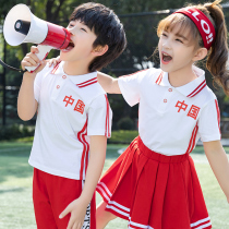 Kindergarten garden clothes summer clothes Chinese cotton short-sleeved sportswear June 1 Childrens Day class uniforms