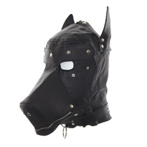 Dog head masked alternative tuning mask choking penal leather headsleeve fun supplies couples flirting toys