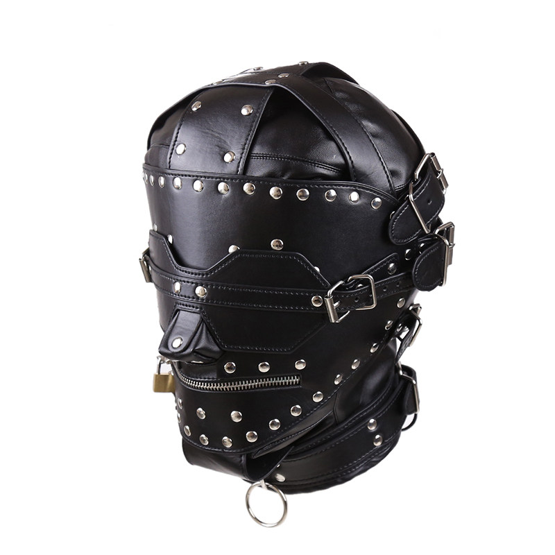 Domineering general steel nail mask alternative training suffocation mask leather headgear sm sex toys for men and women