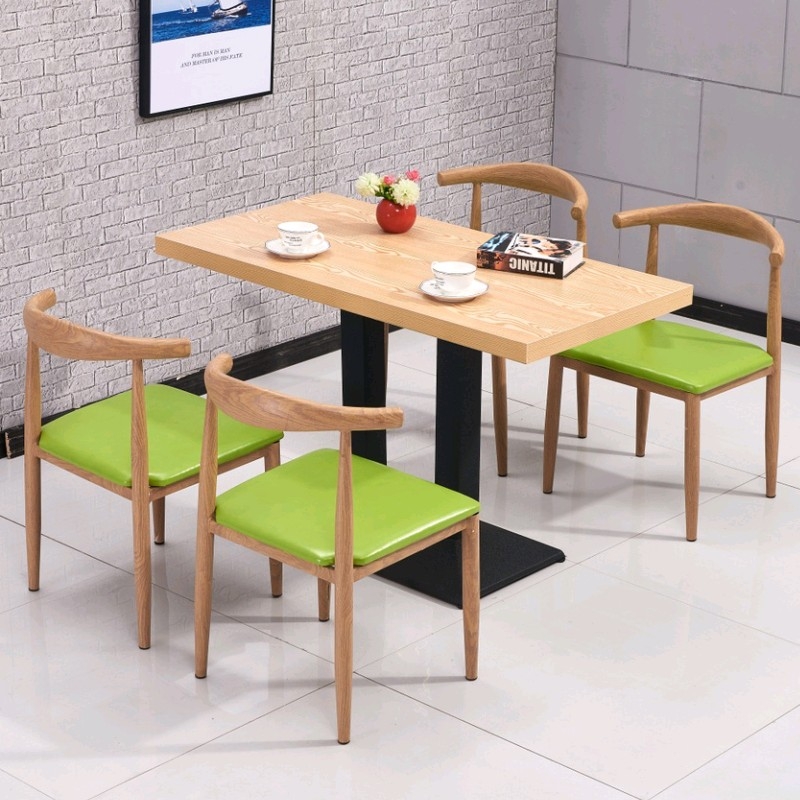Imitation Solid Wood Iron Art Horn Chair Themed Coffee Hall West Dining Table And Chairs Brief Snack restaurant Snack Restaurant Combinations 