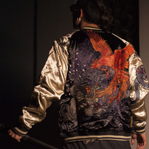 Three provinces six parts autumn and winter the new Four Gods Ukiyo-e Yokosuka mens embroidered double-sided jackets Four Gods and Beasts