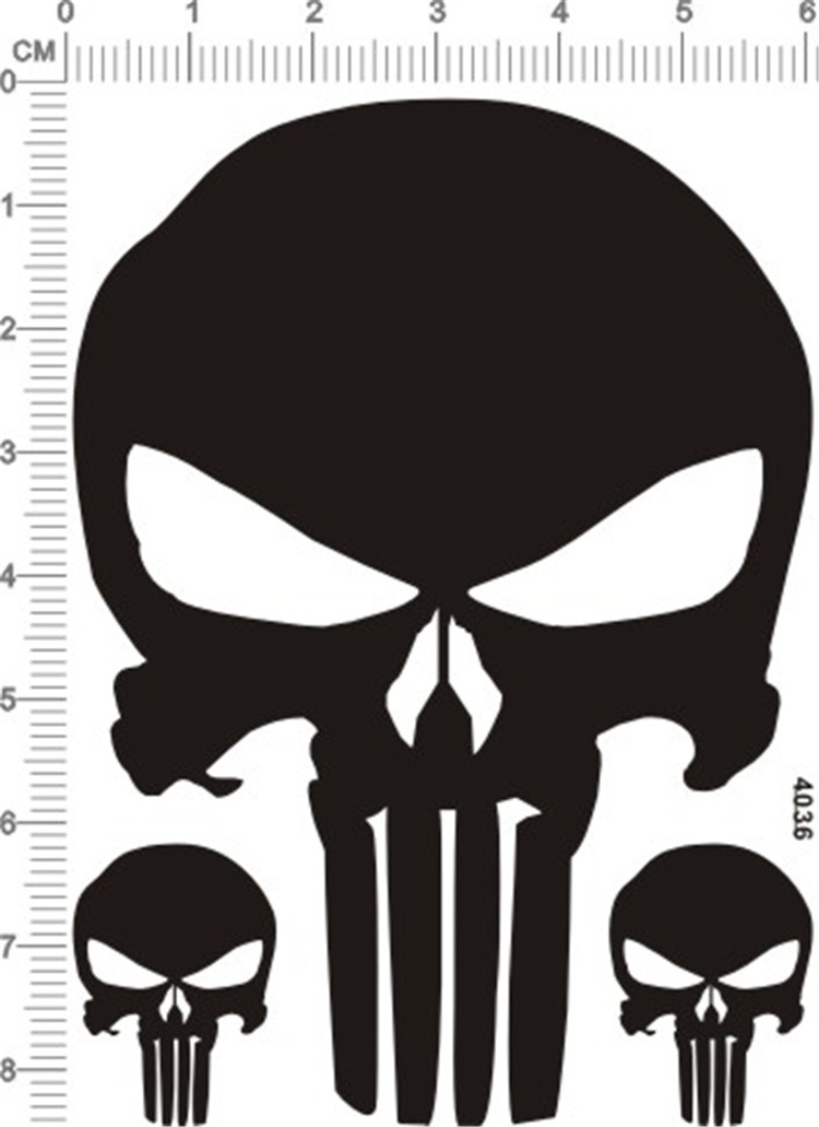 Up to model Skull skull head (Punisher) details sign metal stickers (4036)