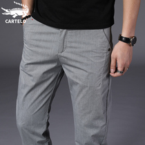 Crocodile winter casual pants men's Korean fashion men's Joker light gray spring and autumn slim pants men's pants