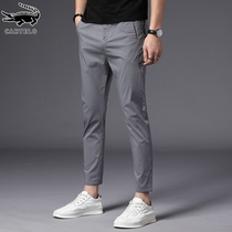 Crocodile summer nine-point casual pants men's thin 2021 new Korean fashion slim small foot long pants men's pants