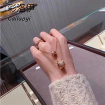 18K gold small waist necklace female rose gold platinum spring ceramic choker full diamond pendant couple 520