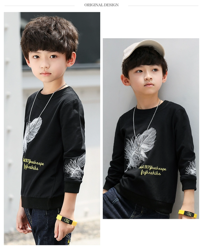 Áo thun bé trai dài tay 2018 Thu mới Áo mới Đáy Áo sơ mi Big Boy Boy Tide Tide phiên bản Hàn Quốc áo thun trẻ em đẹp
