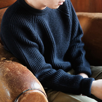 British wool ingot pin shoulder loose outdoor warm classic retro traditional pullover round neck fisherman sweater