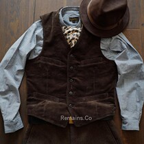 Remains Japanese imported corduroy French retro hunting strippery tooling vest classic three-color RRL style