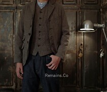 Remains Sack Coat Continental immigrant striped pepper salt American vintage suit French tooling jacket