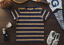Remains imported cotton 50 s American retro Vintage color striped round neck short sleeve T-shirt men