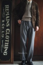 Remains Gray Wool Flannel Vintage Gentleman Elegant High-waisted Straight Curl Base with Pants