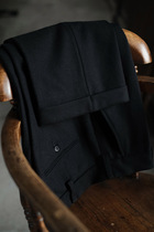 Old School vintage traditional vintage black heavy worsted wool curled trousers high waisted straight trousers men