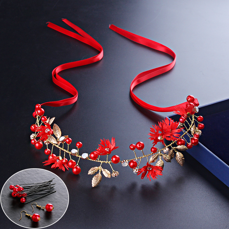 Cô dâu vương miện 2018 mới phù dâu headband toast váy trang sức cưới Hàn Quốc siêu cổ tích với phụ kiện tóc đỏ băng đô tai mèo