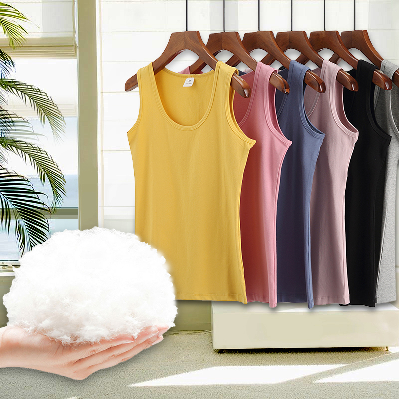Pure Cotton Camisole for Women, Summer Inner Wear, Slim Fit, Sleeveless, Plus Size, Loose, Black, Short, All-Cotton Top