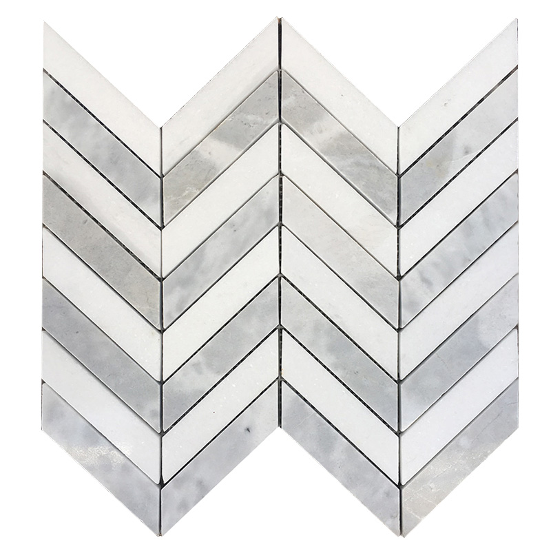Natural marble material mosaic magnetic brick grey white fish bone rocket herringbone post Nordic Makeup Room Bathroom kitchen