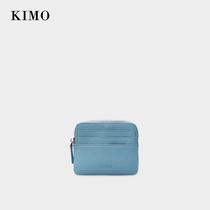 KIMO new male and female wallet female leather coin wallet simple European and American multifunctional zipper cowhide bag