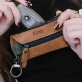 Ключница подходит для мужчин и женщин с молнией, универсальный кожаный кошелек, брелок, европейский стиль, простой и элегантный дизайн, из натуральной кожи