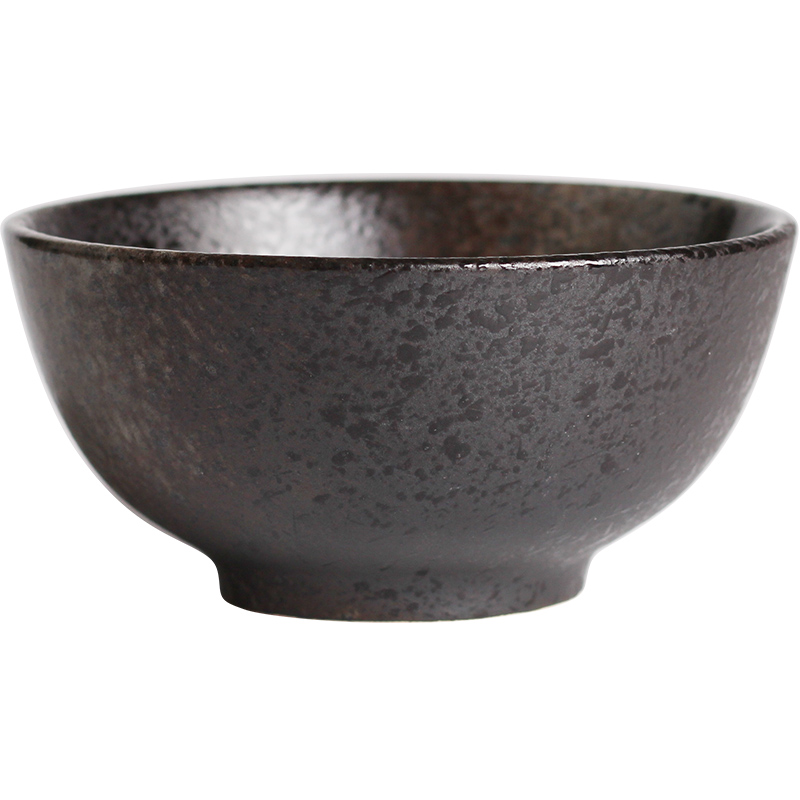 Japanese rice bowl creative coarse ceramic tableware vintage black small bowl bowls of rice, a bowl of household ceramic bowl set for dinner