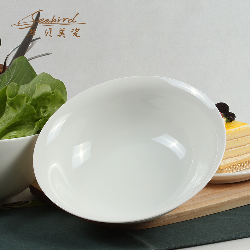 Ipads China tableware pure white household ipads China large rainbow such as bowl soup bowl the bowl of a pipe to use big job