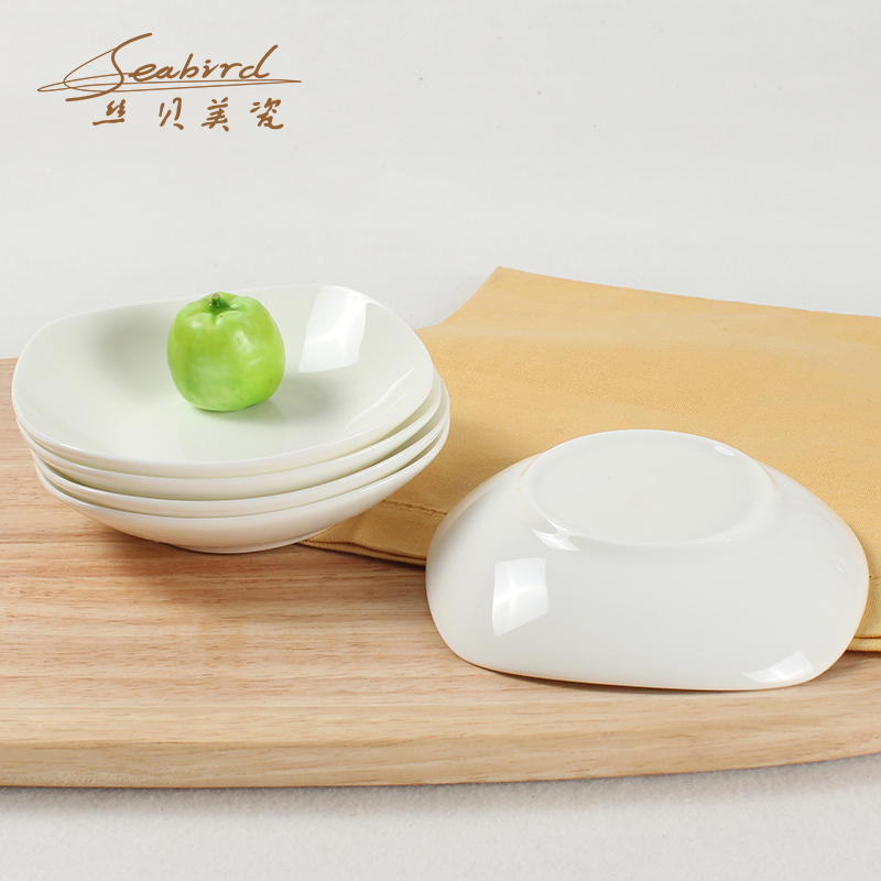 Pure white ipads China tableware rounded square creative snacks Japanese flavour dish dish dish vinegar dip dishes suit 5 only