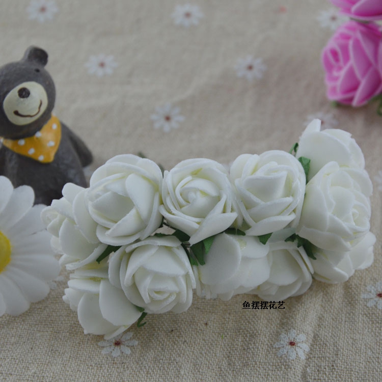 Ưu đãi đặc biệt DIY mini rose bouquet Mô phỏng hoa xốp làm bằng tay trang trí vòng hoa với hoa 12 / bó - Hoa nhân tạo / Cây / Trái cây bình hoa hồng giả đẹp