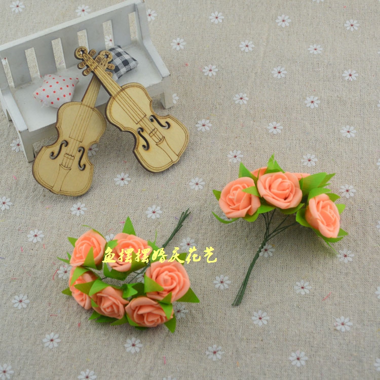 DIY bọt cuộn hoa hồng mô phỏng bọt hoa với lá hoa handmade vòng hoa trang trí với hoa 2,5cm - Hoa nhân tạo / Cây / Trái cây bình hoa giả đẹp để phòng khách