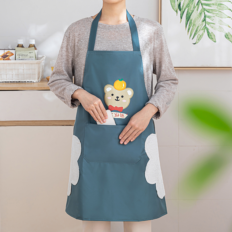 Apron home kitchen waterproof and oil-proof hand wipes work clothes men's Japanese cute Korean women's fashion cooking apron