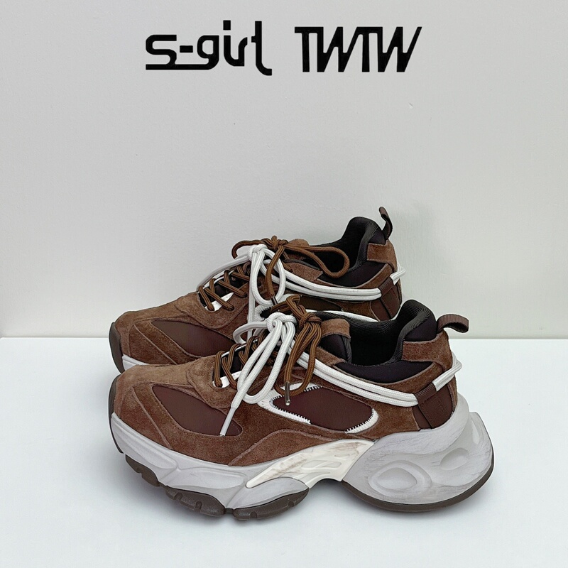 Sgirl Twtw Retro Height-Increasing Dad Shoes for Women 2026 Autumn New Casual Style Thick-Soled Lace-Up Sneakers Trendy Sgirl Twtw Retro Height-Increasing Dad Shoes for Women 2026 Autumn New Casual Style Thick-Soled Lace-Up Sneakers Trendy