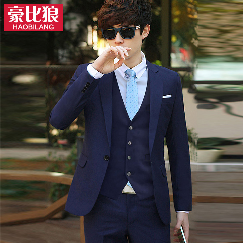 West suit suit men's three sets of autumn new business sashimi professional suits men's groom wedding gown