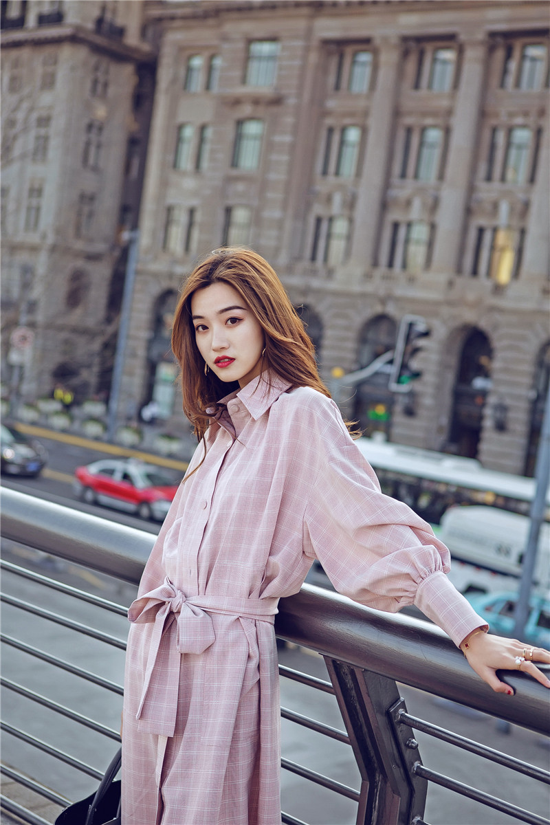 Gốc retro lãng mạn cherry bột lưới áo gió đèn lồng tay áo dây thắt lưng băng thông lỏng mỏng lady áo dài áo jacket nữ