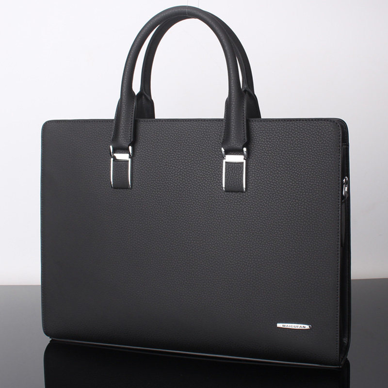 Custom Men's Handbag Men's Business Briefcase Bull Leather Fashion Casual Men's Bag Computer File Package 100 Hitch