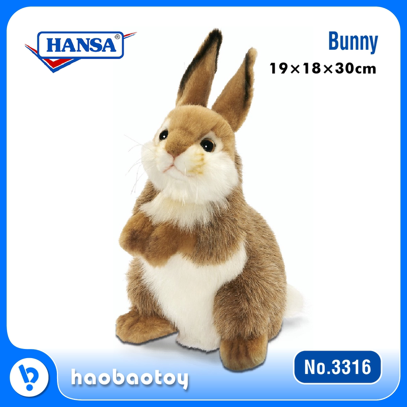 Hansa Genuine Imported Handmade Realistic Plush Animal Toy Hansa Little Rabbit Brown Rabbit Standing Posture 3316