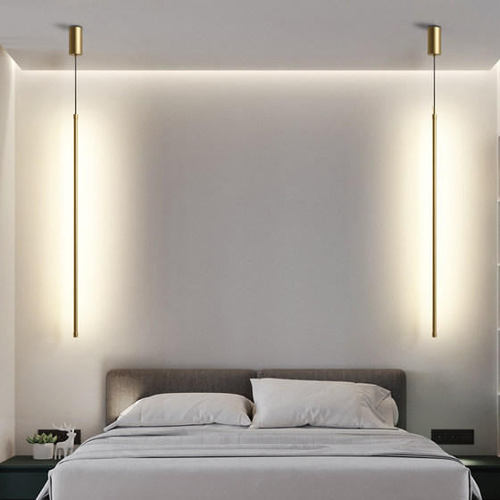 Minimalist Bedside Pendant Light Modern Simple Hotel Bedroom Bedside Strip Wall Lamp Nordic Living Room Background Wall Pendant Light