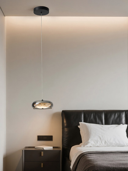 Italian-Style Minimalist Living Room Chandelier with Creative and Unique Glass Lampshade, Suitable for Dining Room, Hall, and Bedroom Lighting, High-End Zhongshan Lamp