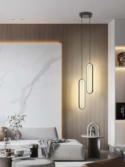 Modern Minimalist Bedroom Bedside Pendant Light Nordic Living Room Grid Background Wall Trendy Light Luxury Minimalist Long Line Small Pendant Light