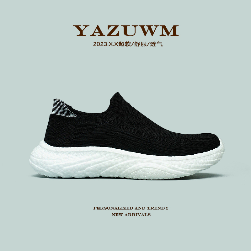 [Ultra-Light, Ultra-Soft] Popcorn soft sole Shock-Absorbing Slip-On Sports Casual Sock Shoes with No Laces and Breathable Design