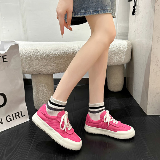Women's Casual Sneakers, 2025 New Autumn Versatile Thick-Soled White Shoes, Popular Canvas Shoes