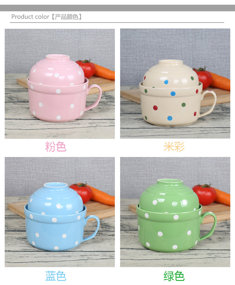 Nhật phong cách bát lớn bát dễ thương sáng tạo phim hoạt hình ngay lập tức cốc cốc với bát cơm hộ gia đình bộ đồ ăn bằng gốm dĩa trắng