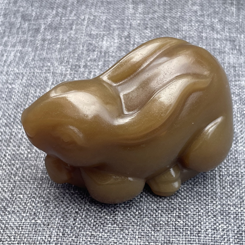 Jade pendant Xinjiang sugar material jade handlebar piece and Tian Yugaoku jade old jade ornament swing piece Yubi rabbit-Taobao