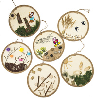  Kindergarten handmade diy hemp rope home wall decoration retro nostalgic wall decoration round three-dimensional painting creativity