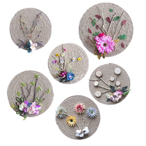 Home wall ornaments pastoral style dried flower hemp rope retro nostalgic porch wall decoration material hemp rope disc