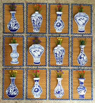 Primary School Kindergarten Wall Wall decoration decoration creative air hanging corridor road Chinese style green vase hanging decoration