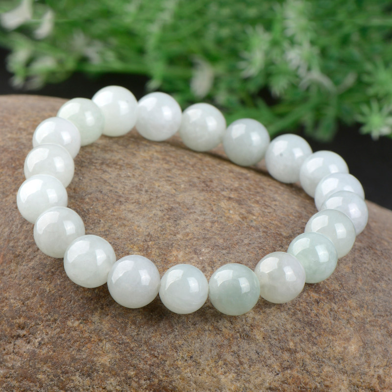 Burmese natural A goods jadeite round bead hand chisel female model single circle ice glutinous seed 10mm bead bracelet jade Buddha beads